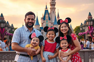 design a professional disney family portrait