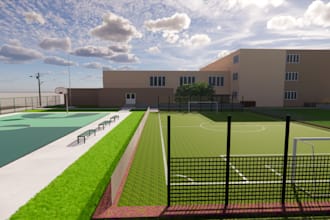 design and 3d render outdoor sport facilities and playground