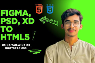 develop a responsive website from figma to HTML5 using tailwind CSS