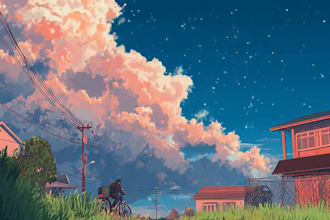 draw anime background, 2d environment, landscape
