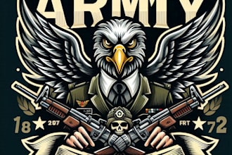 design high quality vintage military logo with t shirt design