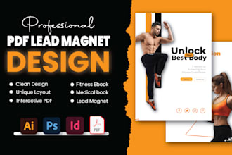 design pdf lead magnet, medical fitness ebook, workout plan, digital pdf journal