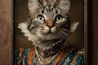 custom royal pet portrait historical renaissance for gift