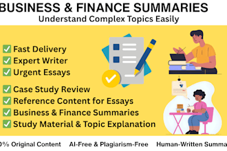 write well researched and professional business and finance summaries