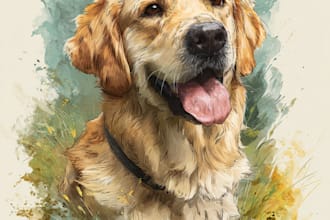 paint dog, cats, whatever pet portrait with watercolor