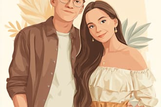 draw custom couple portrait