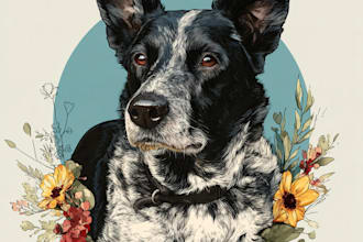 draw pet portrait, digital art, dog portrait, pet memorials