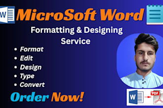 professionally format, edit, design, type and convert to word