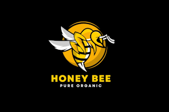 make powerful modern honey bee logo for your business