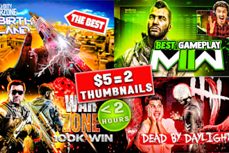 design eye catching youtube gaming thumbnail in 1 hour