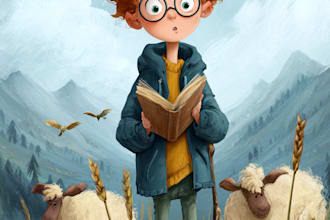 make a children book illustration, kid book illustration