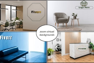 design  virtual backgrounds of zoom,google meet with logo