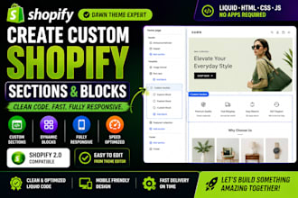 build custom shopify sections, blocks and dawn theme customization