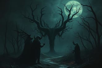draw dark art illustration in vintage engraving style