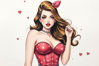 draw pin up girl and pin up girl illustration