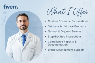 be your chemist to formulate natural and organic cosmetic formulation