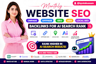 do monthly website onpage offpage GEO aeo local SEO backlinks for ai search rank