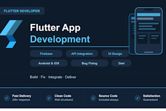 build and fix your flutter mobile app with firebase and API integration