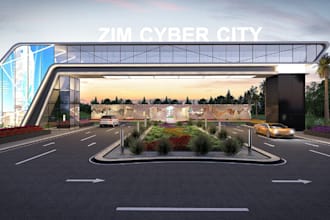 design real estate entrance, gated community rendering, house fence,gate remodel