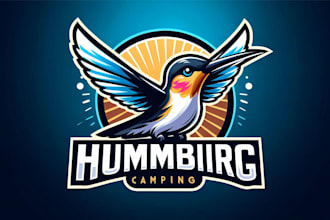 design awesome hummingbird logo with t shirt print concept