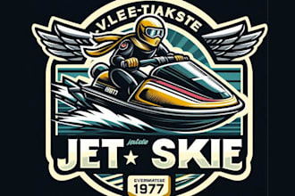 quality vintage jet ski logo with t shirt design