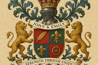 create family crest, heraldic or coat of arms logo  design