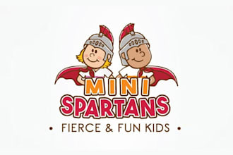 design mini spartans fierce fun kids logo