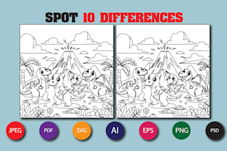 draw hidden object  and spot the  difference picture