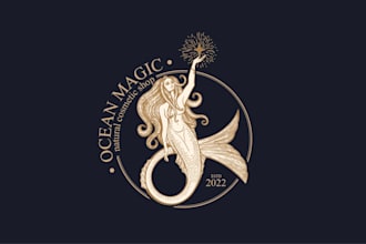draw high quality mermaid logo with unlimited revision