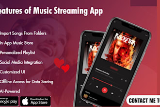 develop ai music streaming app, ai video generator app, ai photo editing app