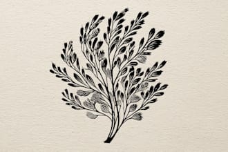 illustrate botanical and animal linocut illustration
