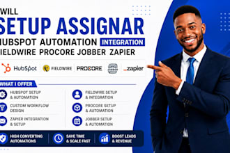setup assignar hubspot automation fieldwire procore jobber zapier integration