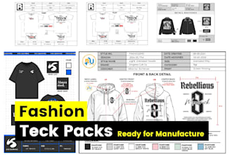 be your fashion designer and create tech pack for clothing manufacture