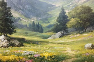 paint a real landscape oil painting on canvas