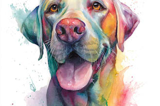draw a rainbow watercolor portrait of your pet