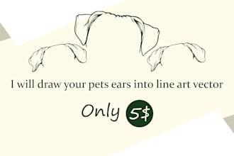 create high quality pet ears outline for your tattoo or gift