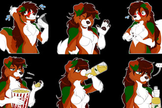 design furry telegram stickers, emoji style, pepe furry sticker pack