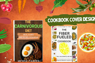 design a professional cookbook, meal plan and recipe book cover for amazon KDP
