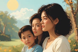 draw a vector art family portrait