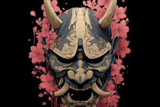 design a japanese hannya mask tattoo for you