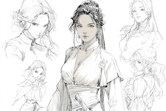 sketch expression sheet of your favourite anime characters