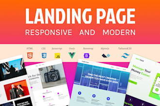 develop your responsive landing page HTML, CSS, javascript