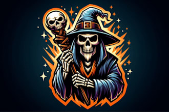 make amazing skull wizard logo with t shirt design
