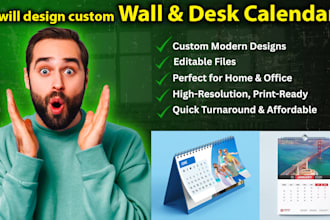 design modern wall and desk calendars with editable files