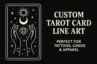 draw line art tarot card design for brand, tshirt, tattoo or logo