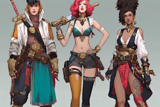 draw 2d character design and concept art for games