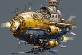 draw custom spaceship sci fi steampunk nft