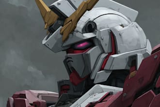 draw gundam, transformer, robot, armor, and mecha, concept