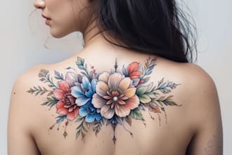 create your watercolor custom tattoo design and illustration