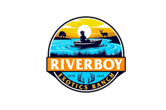 design colorful river boy exotics ranch logo